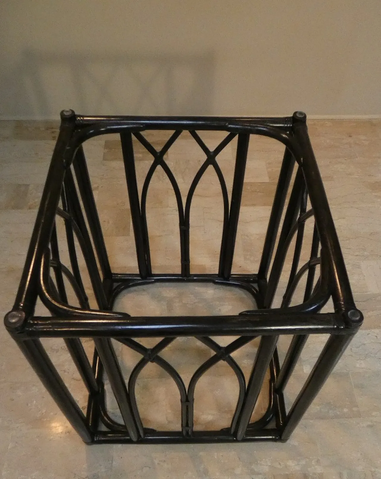 Italian Black Lacquered Oak and Beech Table with Leather Trim and Tempered Glass Top by Gasparucci Italo, 1970s 7