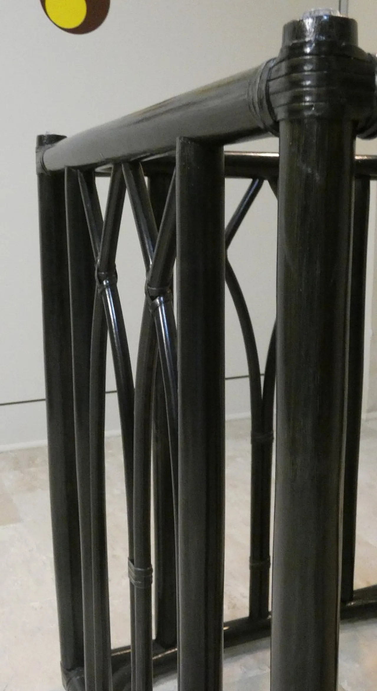 Italian Black Lacquered Oak and Beech Table with Leather Trim and Tempered Glass Top by Gasparucci Italo, 1970s 10