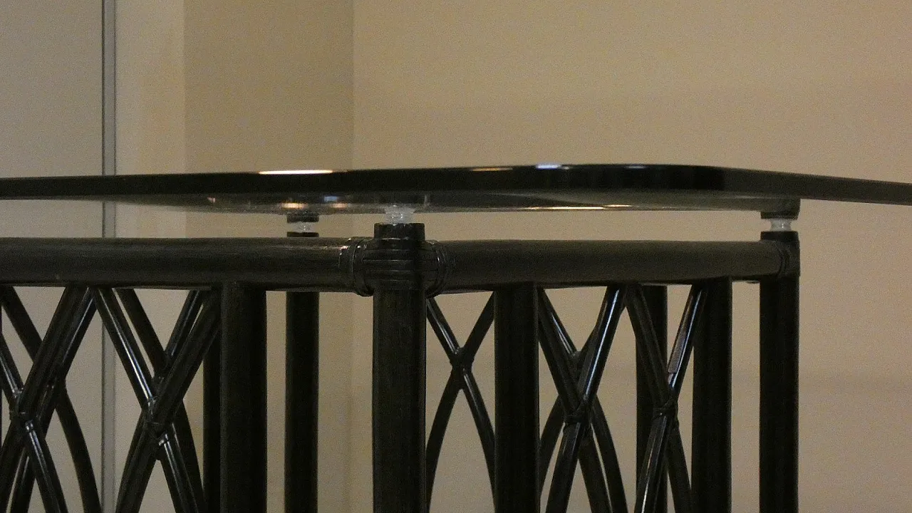 Italian Black Lacquered Oak and Beech Table with Leather Trim and Tempered Glass Top by Gasparucci Italo, 1970s 21