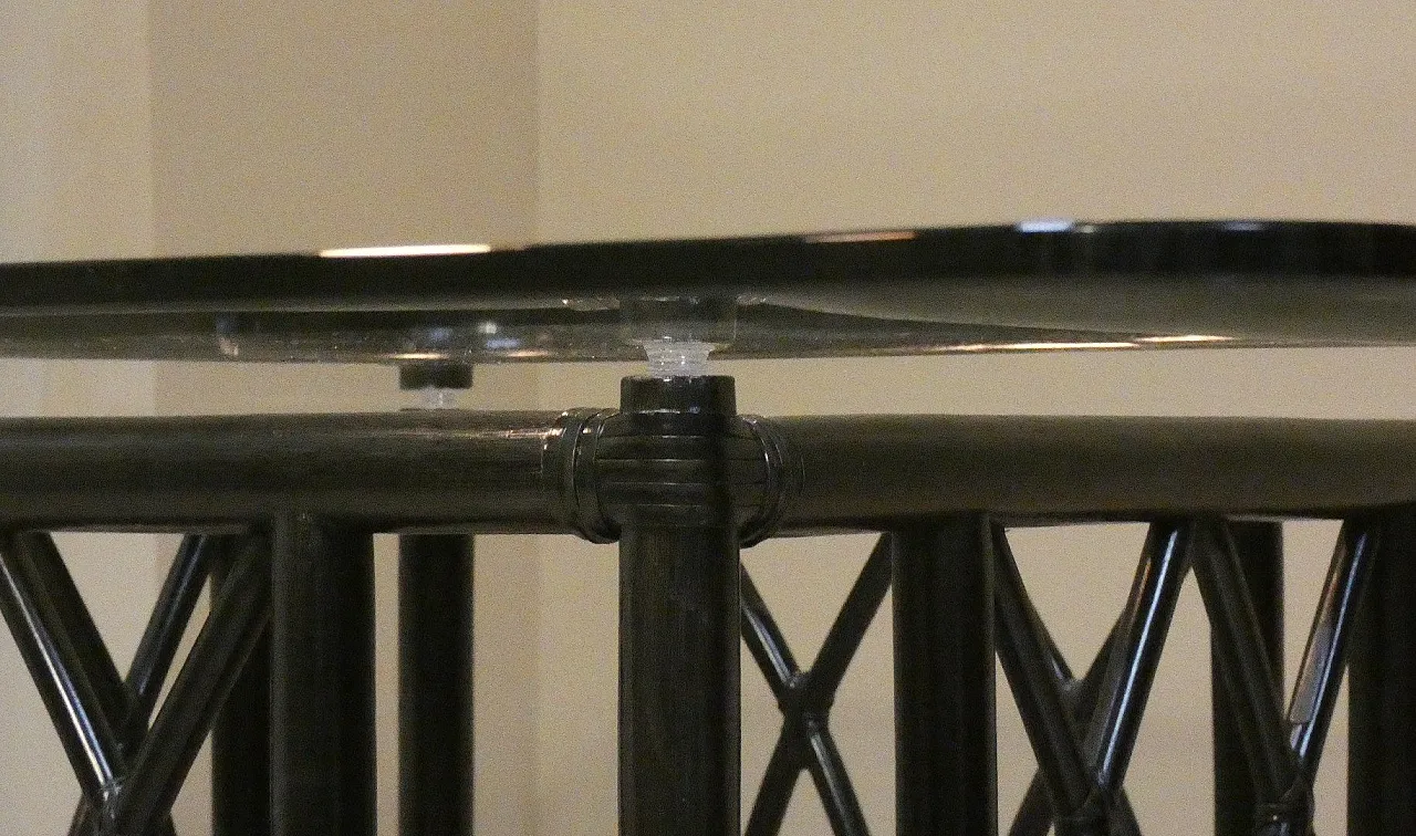 Italian Black Lacquered Oak and Beech Table with Leather Trim and Tempered Glass Top by Gasparucci Italo, 1970s 23