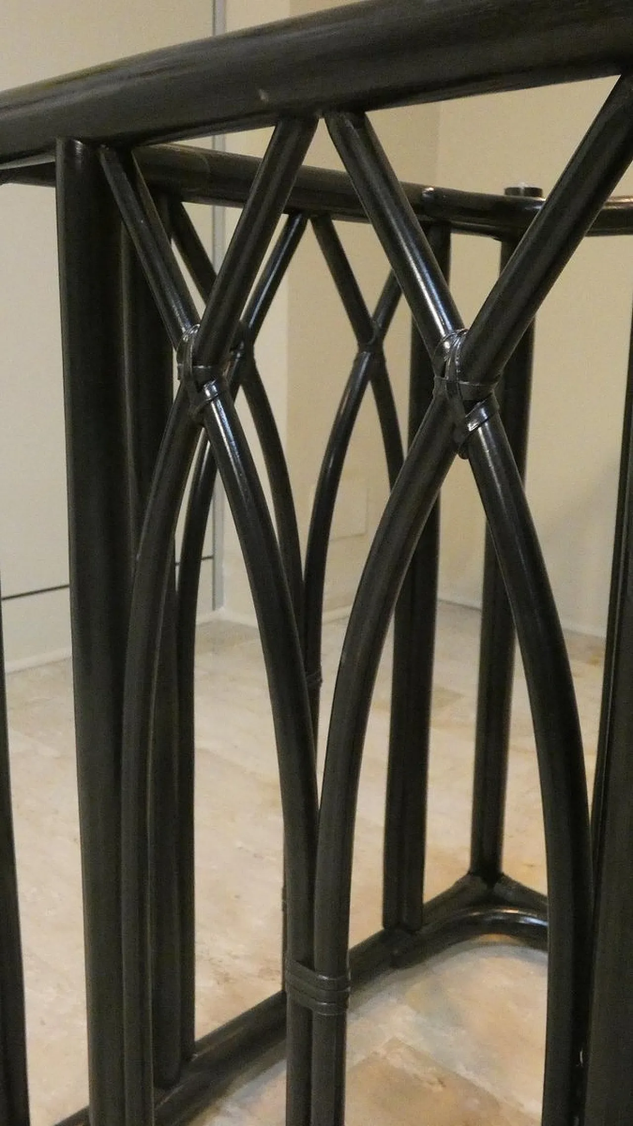 Italian Black Lacquered Oak and Beech Table with Leather Trim and Tempered Glass Top by Gasparucci Italo, 1970s 25