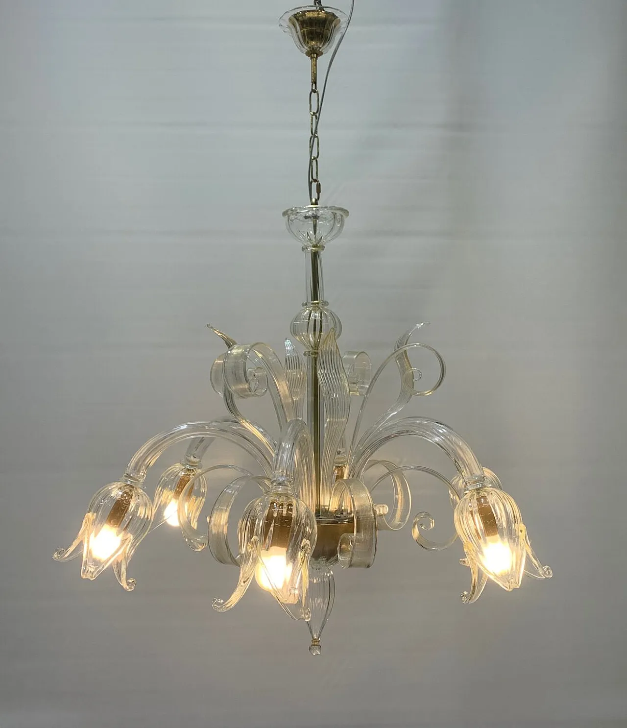 Lampadario a tubi in vetro di Murano attribuito a Seguso, anni '70 2