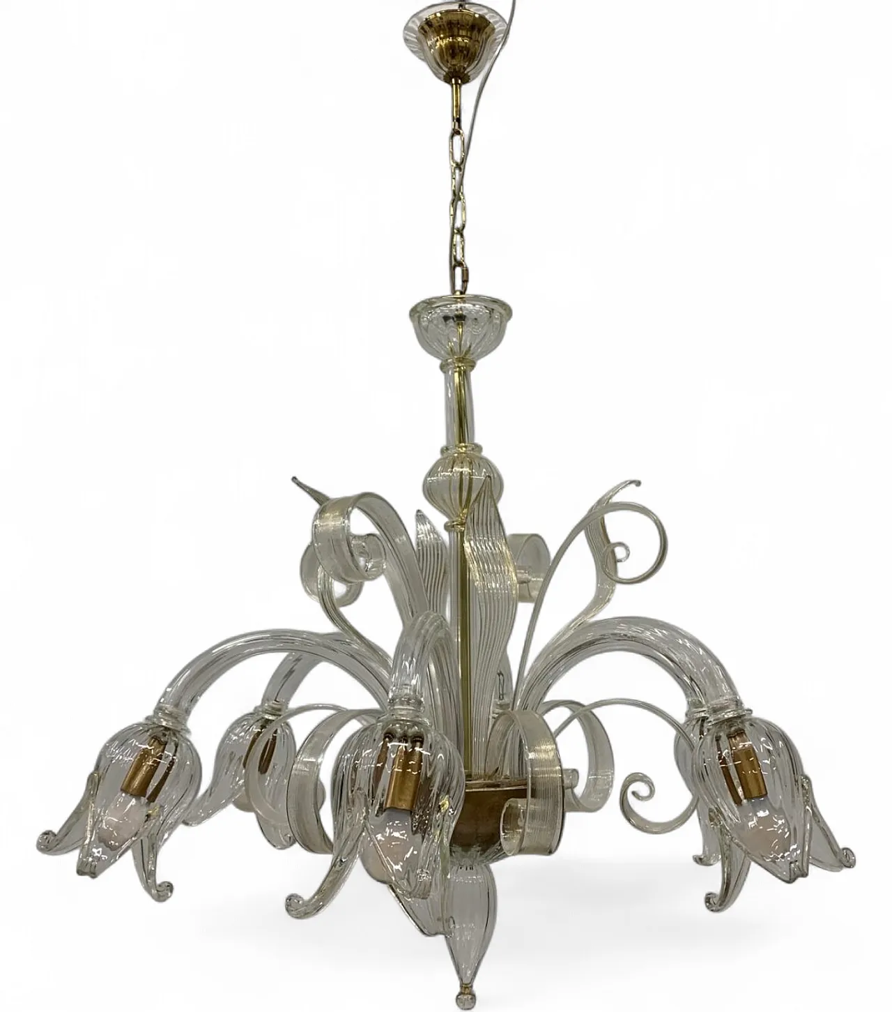 Lampadario a tubi in vetro di Murano attribuito a Seguso, anni '70 8