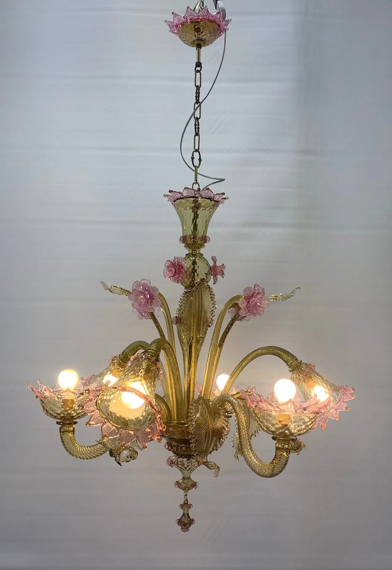 Lampadario in vetro di Murano attribuito a Cesare Toso, anni '60 1