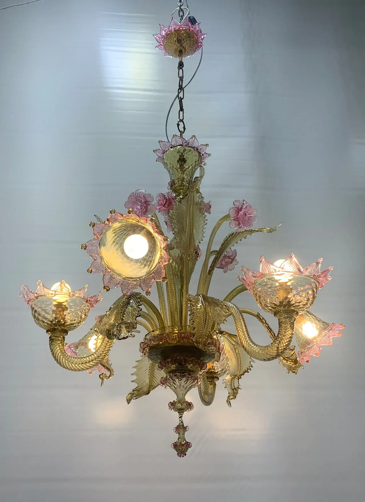 Lampadario in vetro di Murano attribuito a Cesare Toso, anni '60 2
