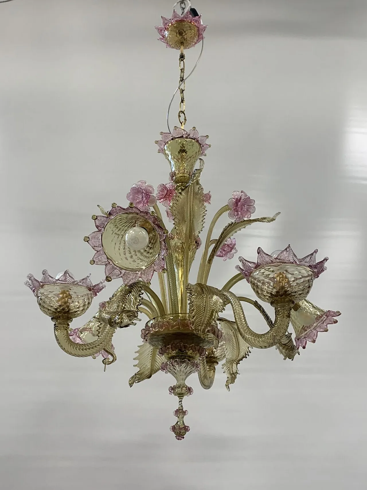 Lampadario in vetro di Murano attribuito a Cesare Toso, anni '60 3