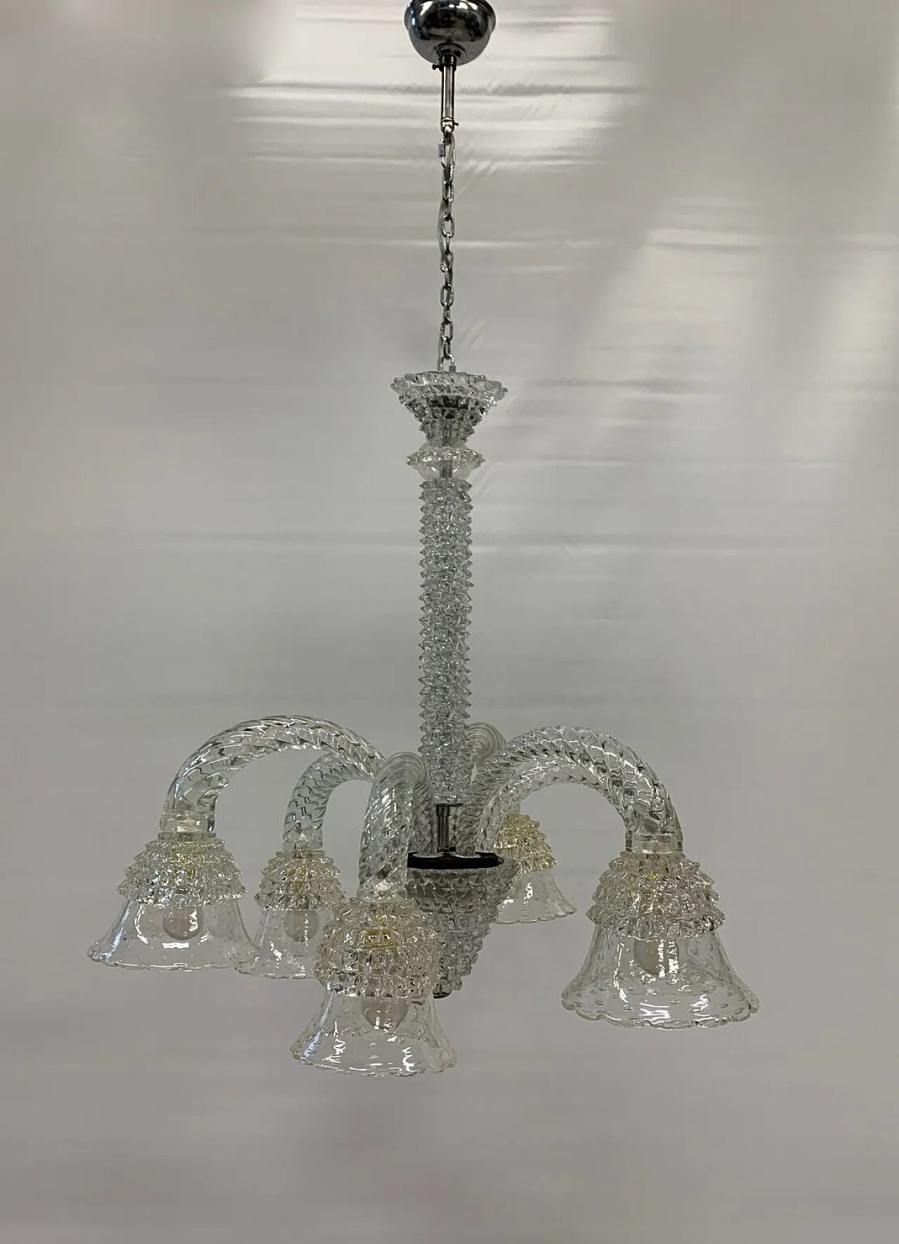 Lampadario in vetro di Murano rostrato, anni '50 1