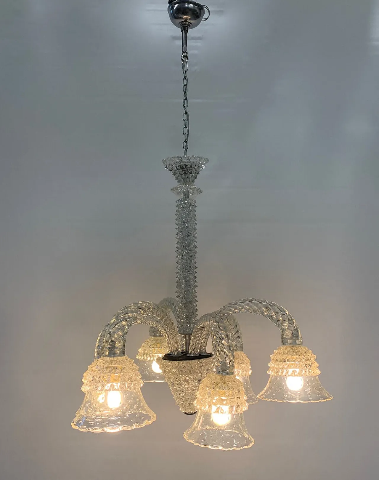 Lampadario in vetro di Murano rostrato, anni '50 2