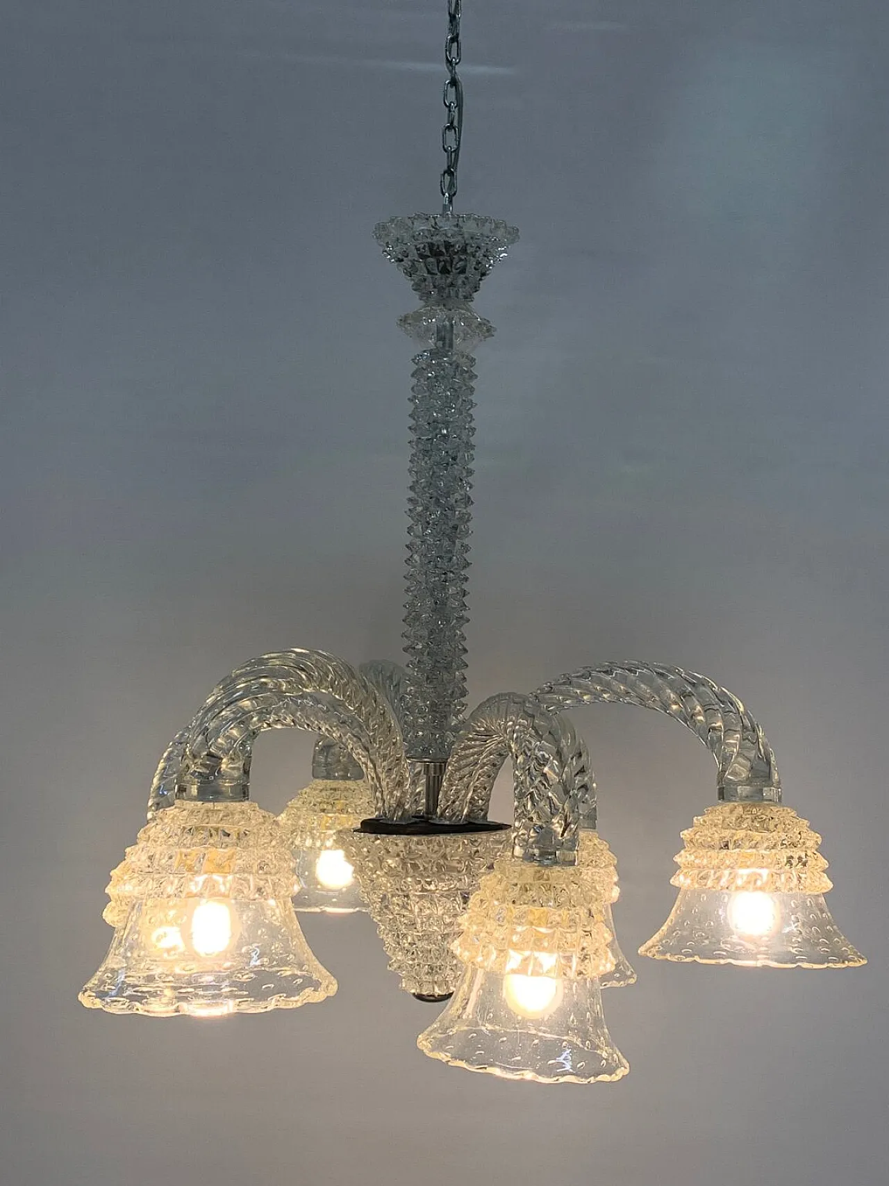 Lampadario in vetro di Murano rostrato, anni '50 3