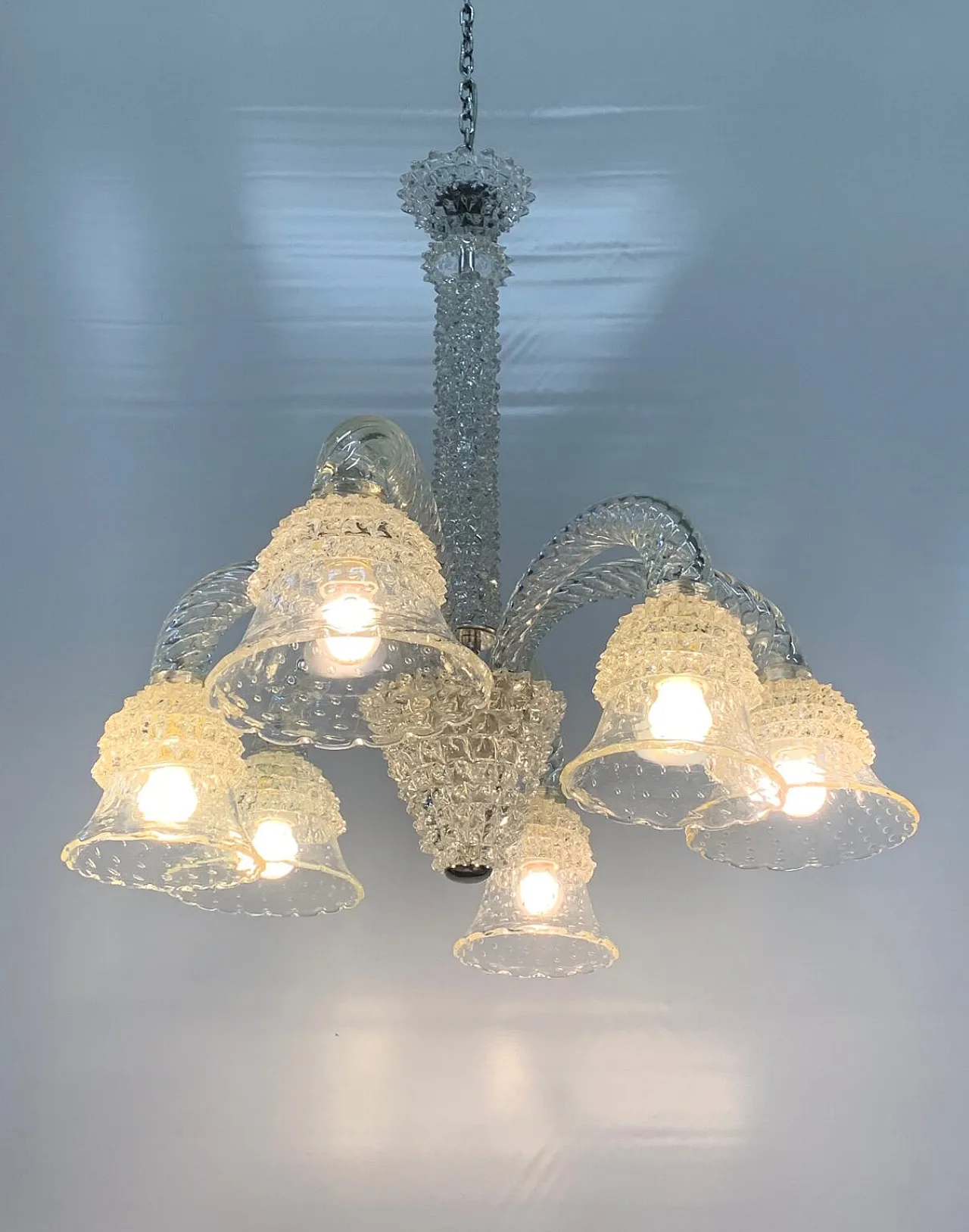 Lampadario in vetro di Murano rostrato, anni '50 4