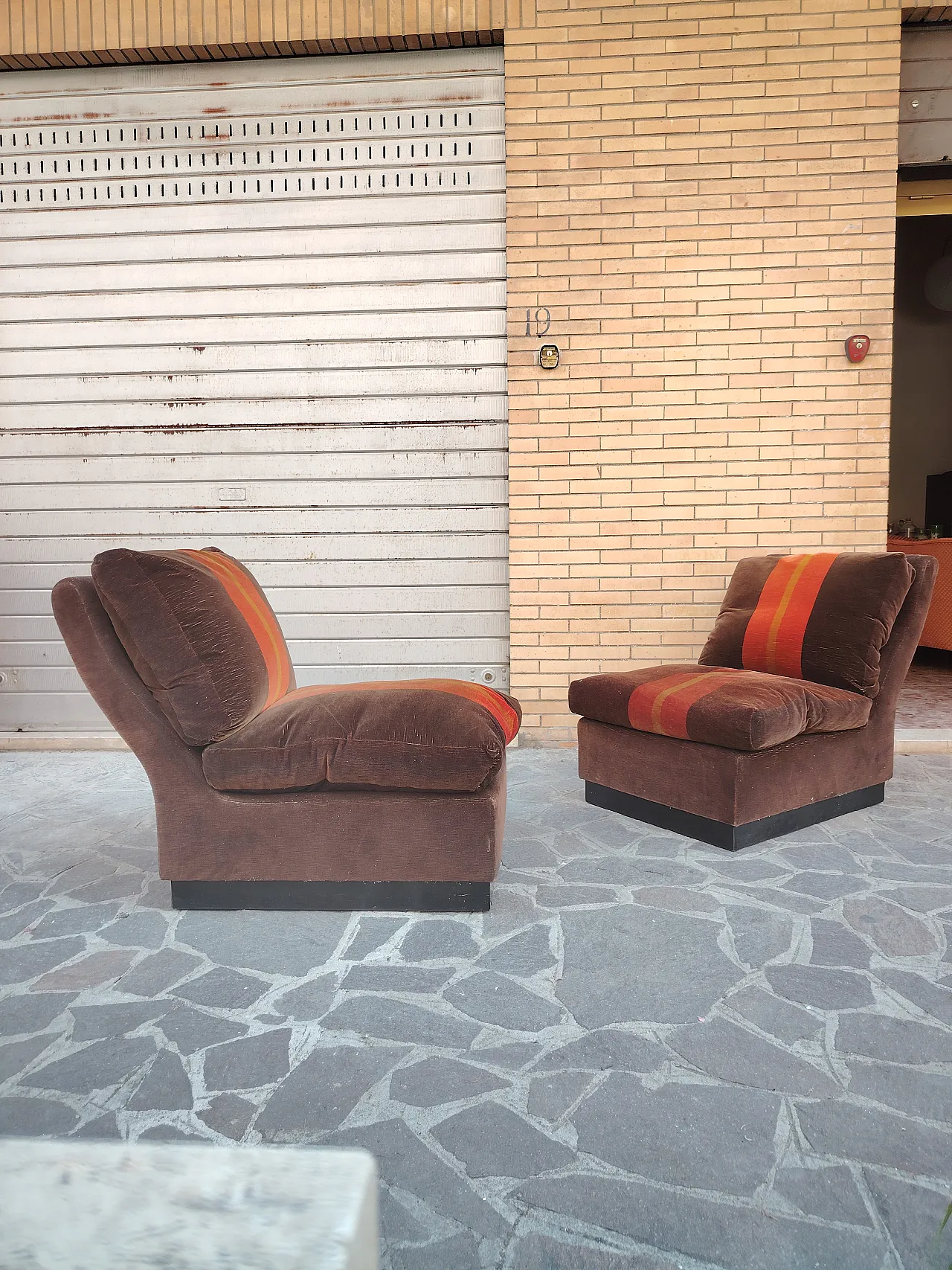 Pair of 70s Willy Rizzo armchairs Attributed 1