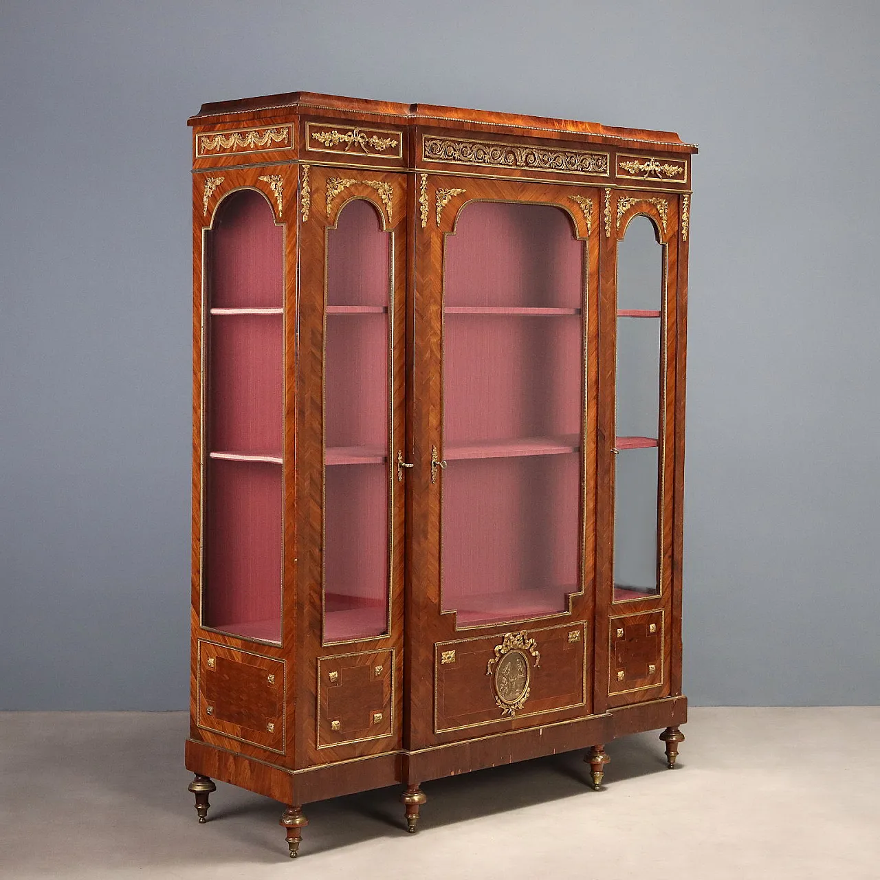 Libreria in Bois de Violette con bronzi cesellati e dorati, '800 1