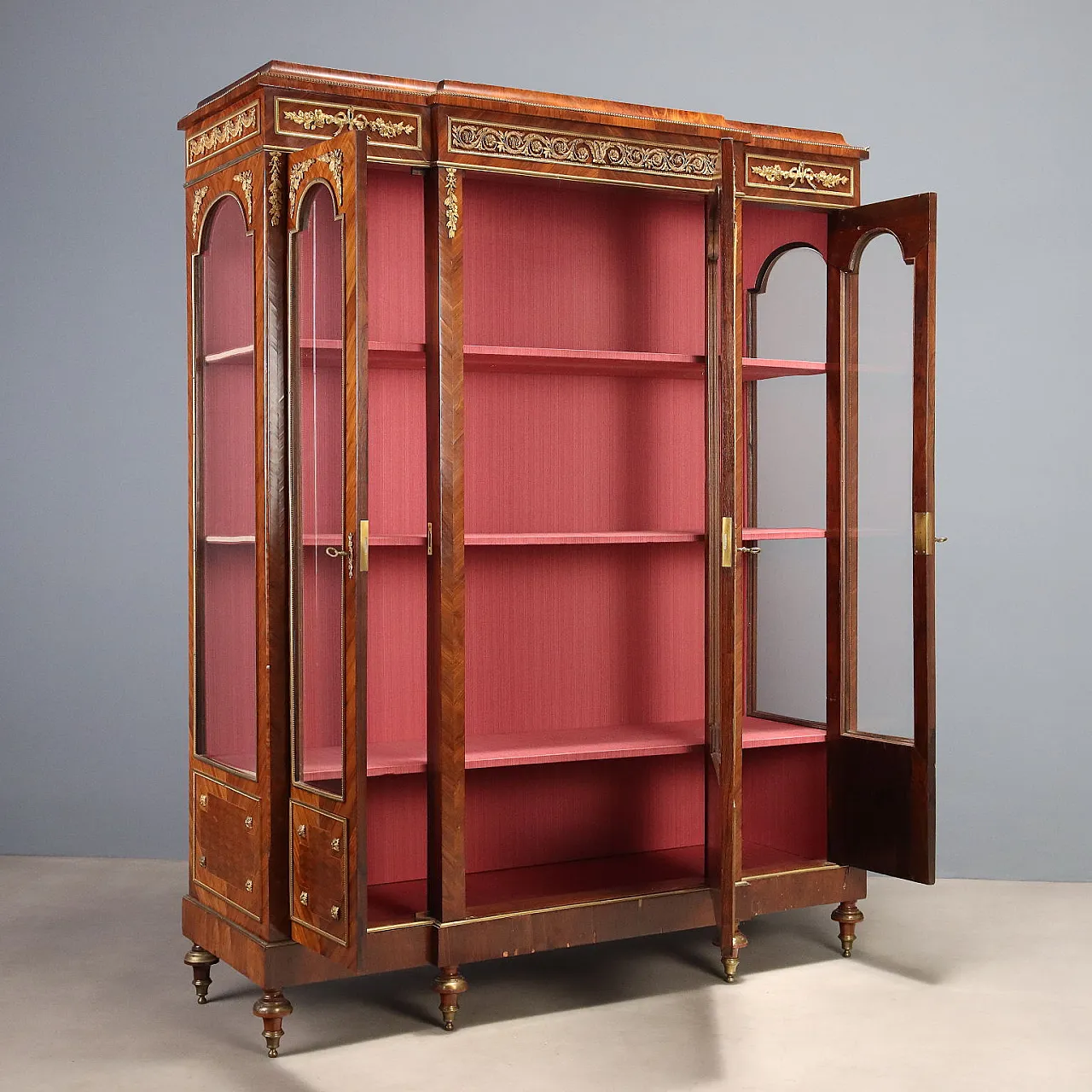 Libreria in Bois de Violette con bronzi cesellati e dorati, '800 4