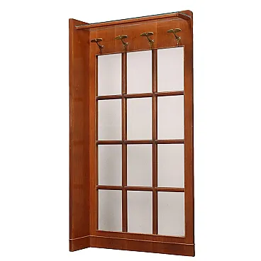 Mahogany, brass & glass corner coat rack, 1940s