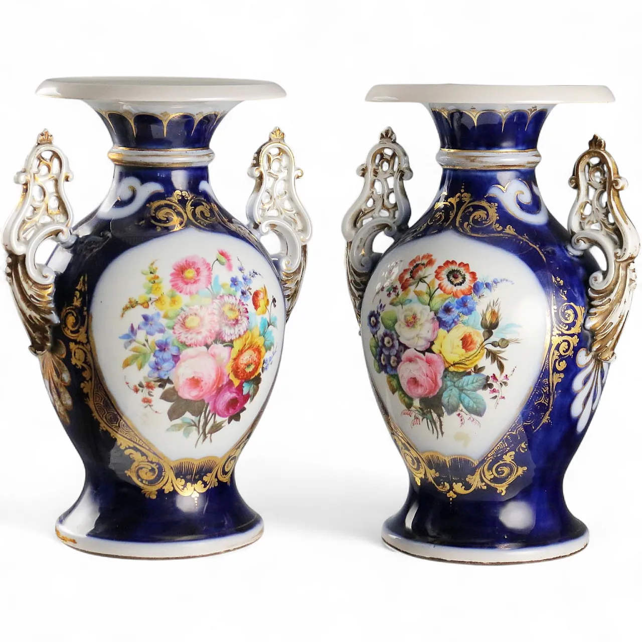 Pair of cobalt blue porcelain vases, 20th century 11