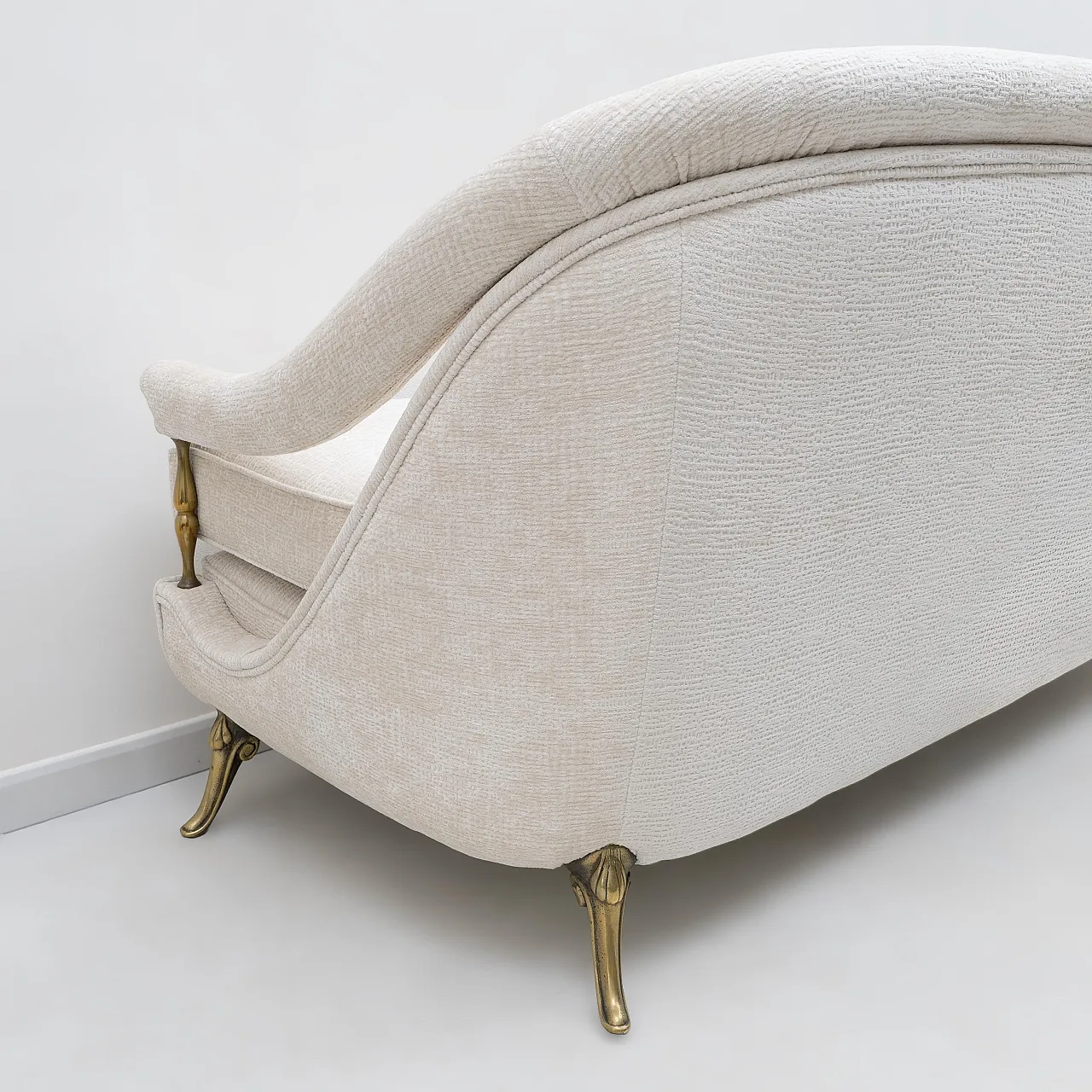French of Mid-Century sofa in Art Deco style with brass details, 1950s 7