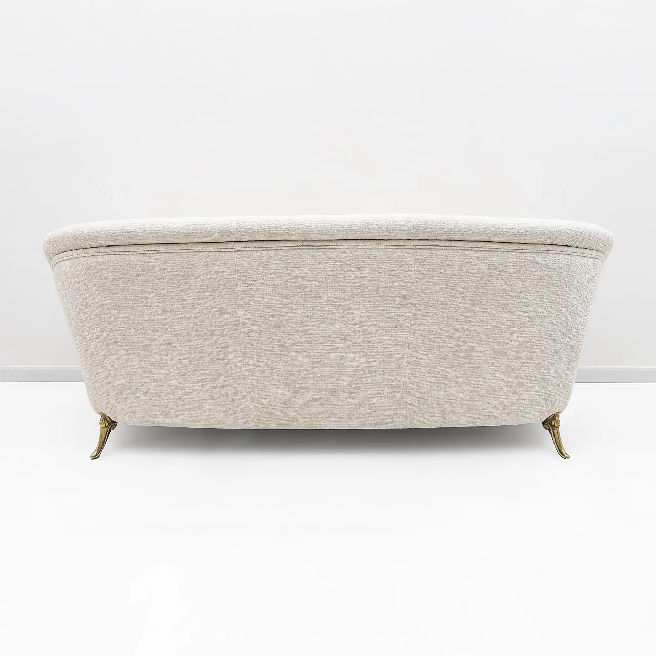 French of Mid-Century sofa in Art Deco style with brass details, 1950s 9