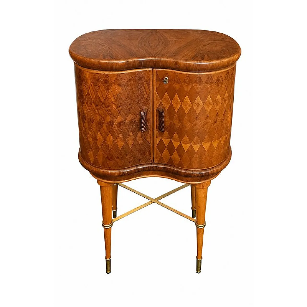 Art Deco illuminated bar cabinet in briar root and mirrors, 1930s 1