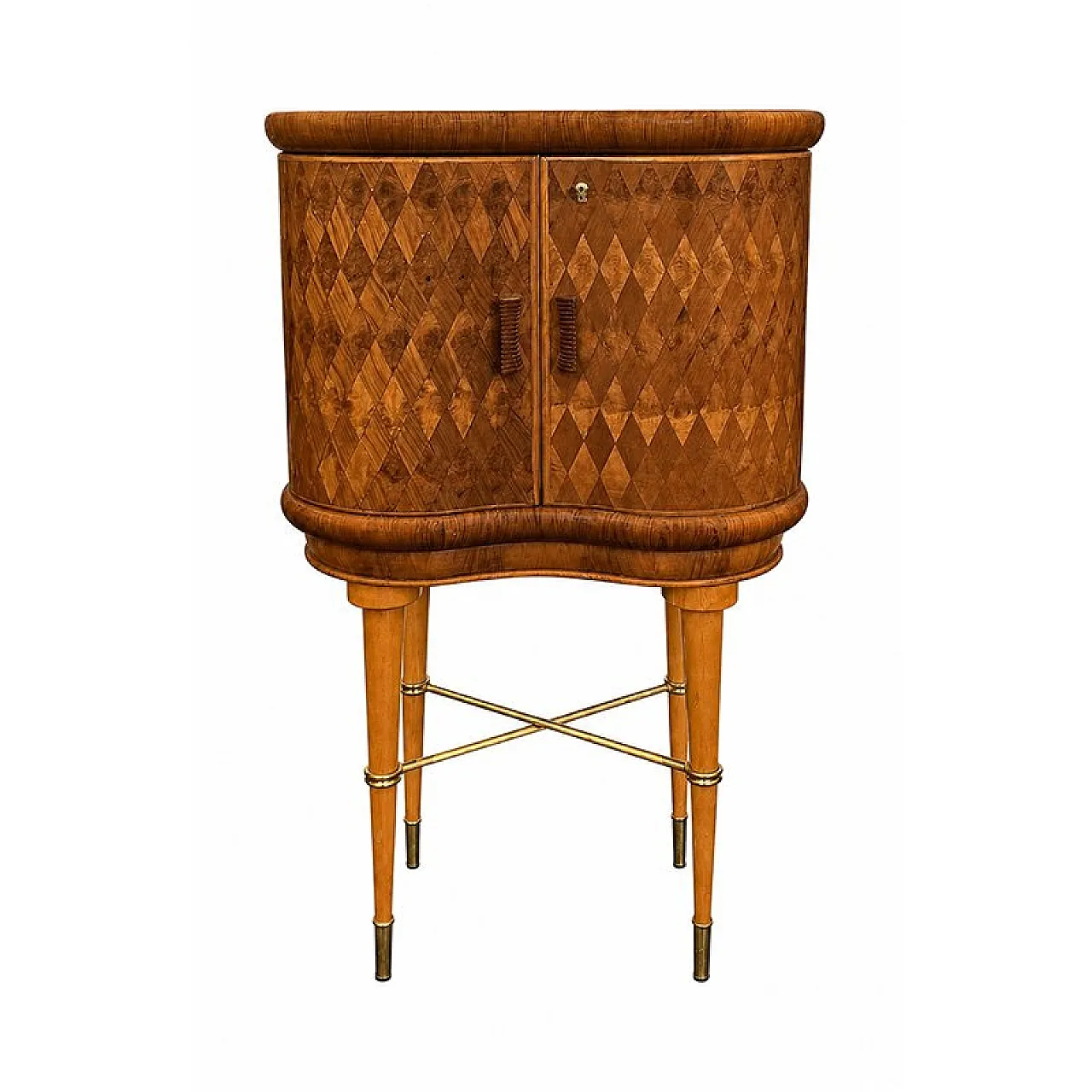 Art Deco illuminated bar cabinet in briar root and mirrors, 1930s 3