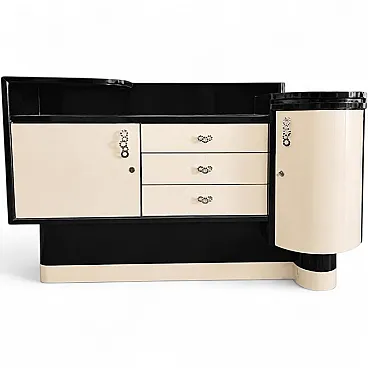 Art Deco parchment sideboard with corner bar cabinet, 1930s