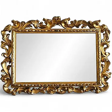 Baroque mirror in carved and gilded wood, 1980s