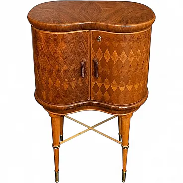 Art Deco illuminated bar cabinet in briar root and mirrors, 1930s