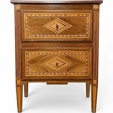 Louis XVI style inlaid bedside table, 1980s