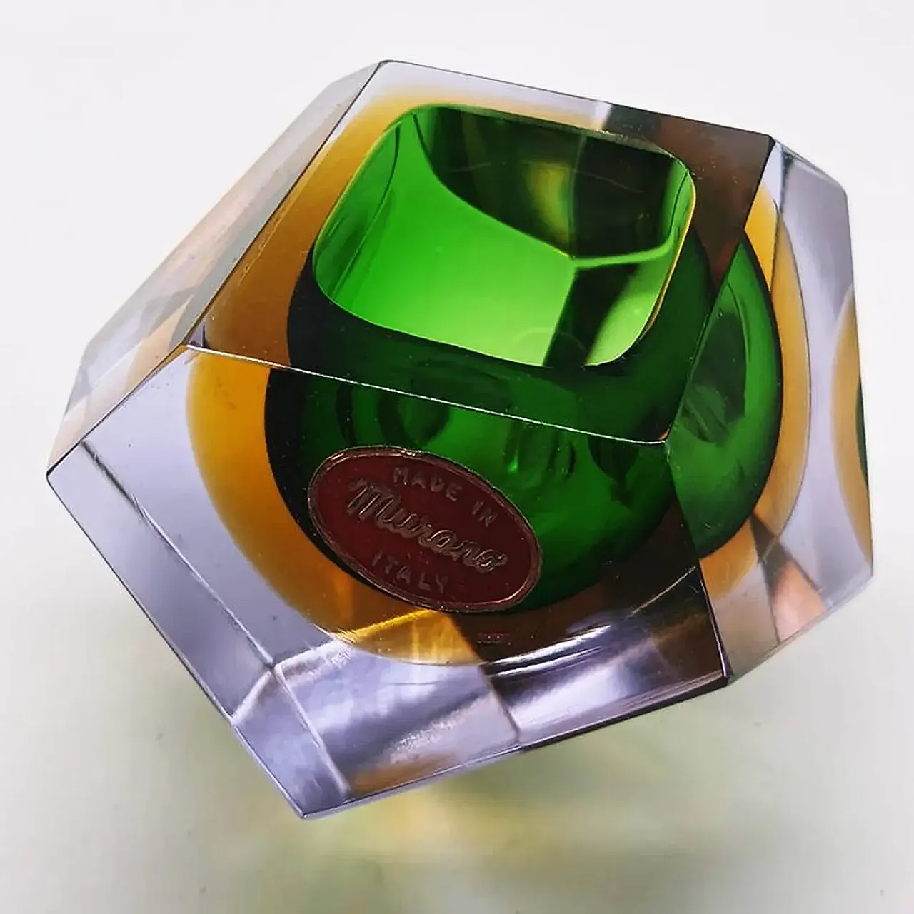 Asymmetrical and particular multifaceted bowl in Murano Glass, 1960s 5