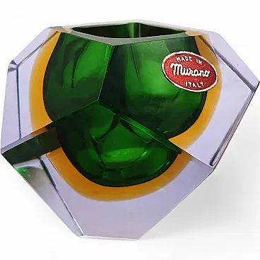 Asymmetrical and particular multifaceted bowl in Murano Glass, 1960s