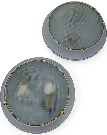 Pair of purple glass ceiling lights from Fontana Arte, 1960s