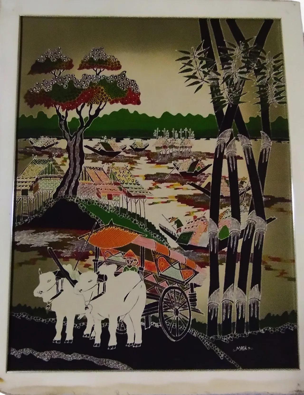 Batik print on silk Chinese landscape 6
