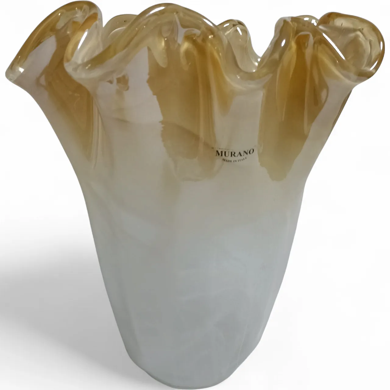 Murano handkerchief vase in Champagne and ivory colour 21