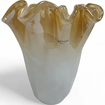 Murano handkerchief vase in Champagne and ivory colour