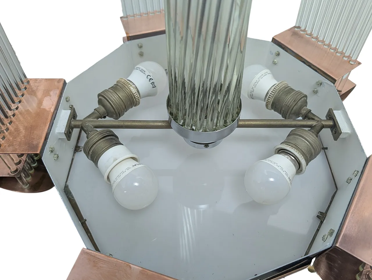 Art deco pendant chandelier, 1930s/40s 6