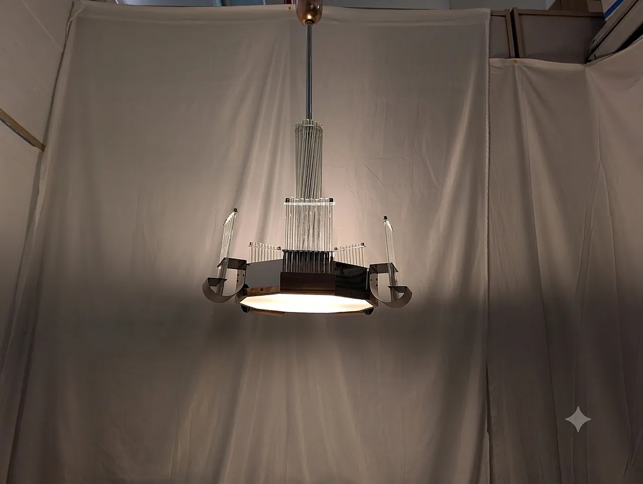 Art deco pendant chandelier, 1930s/40s 10