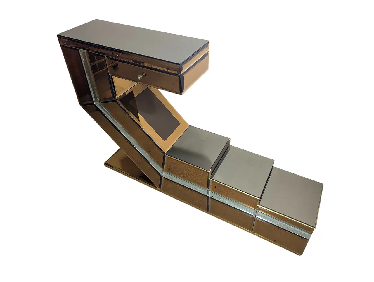 Stepped console with mirrors and compartments, 1970s/80s 2
