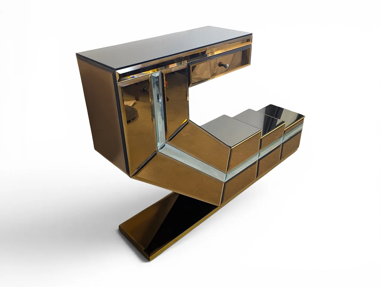 Stepped console with mirrors and compartments, 1970s/80s 3