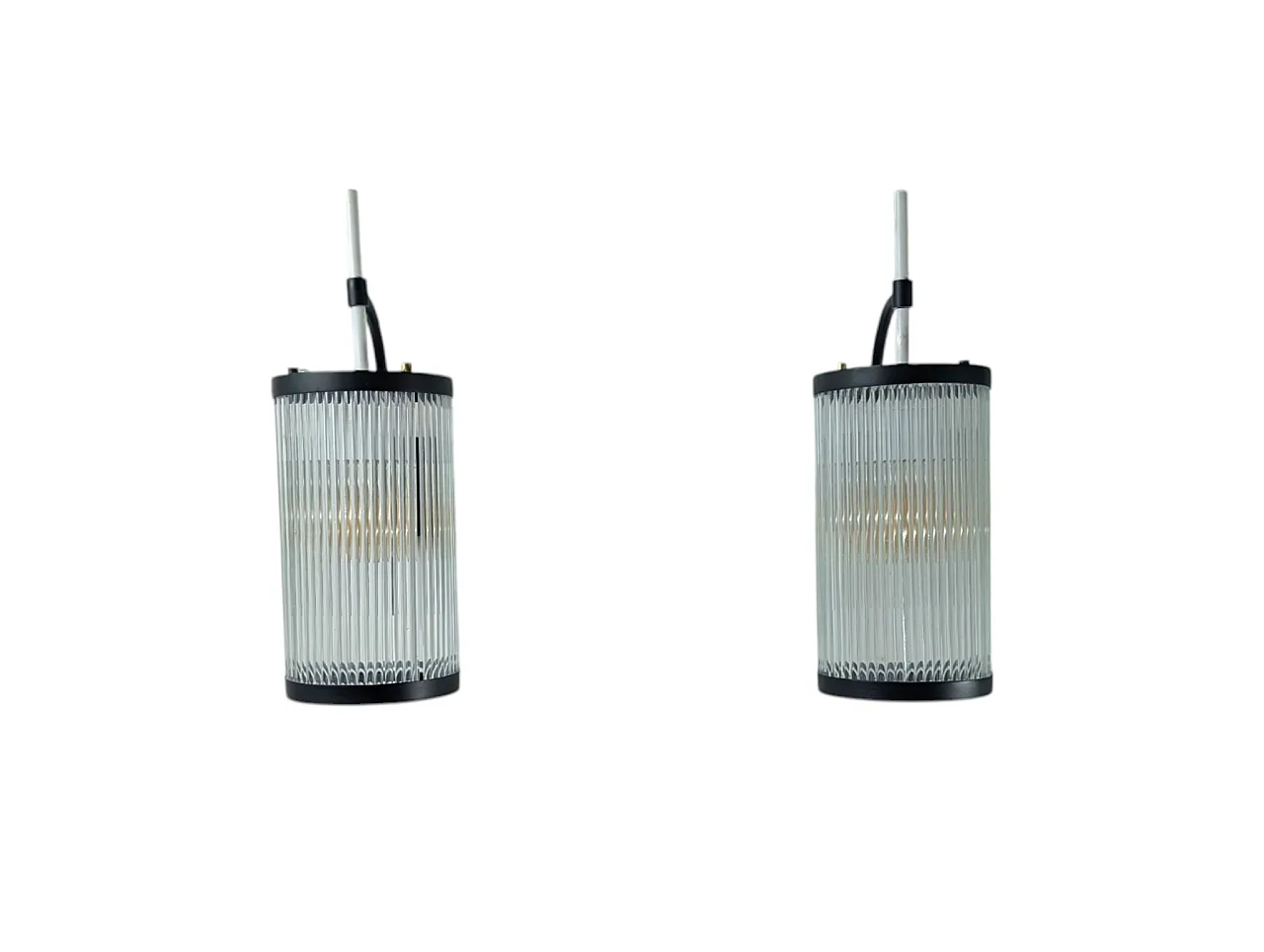 Set of 2 iron wall lights and glass strips, mid-20th century 1