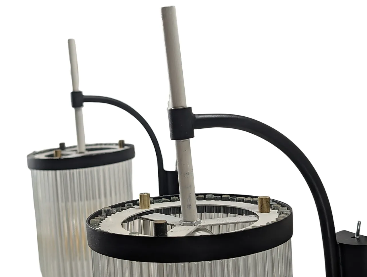 Set of 2 iron wall lights and glass strips, mid-20th century 5