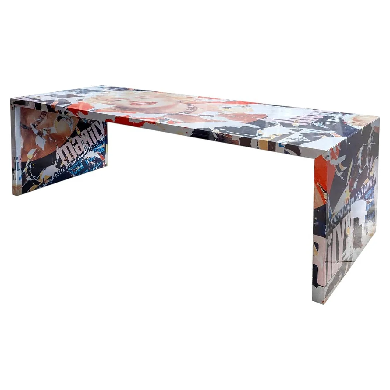 “Marilyn, the most beautiful woman” table by Mimmo Rotella - Marco Ferreri, Italy 1
