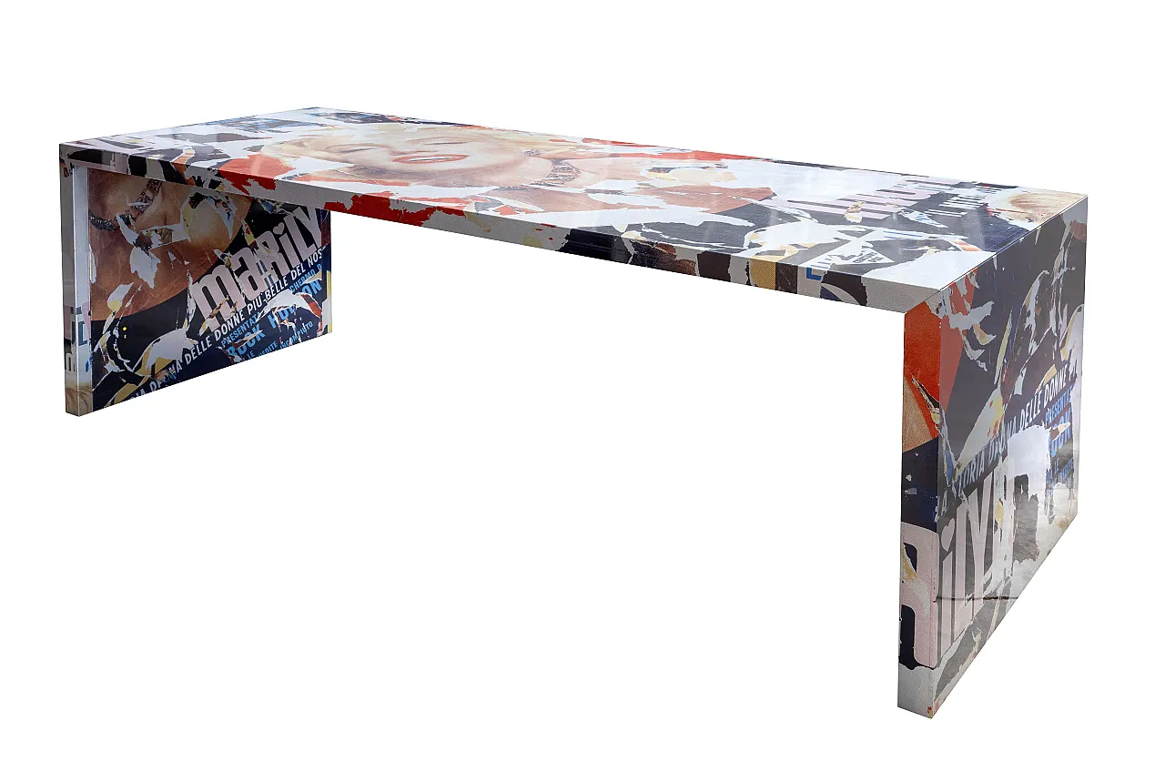 “Marilyn, the most beautiful woman” table by Mimmo Rotella - Marco Ferreri, Italy 2