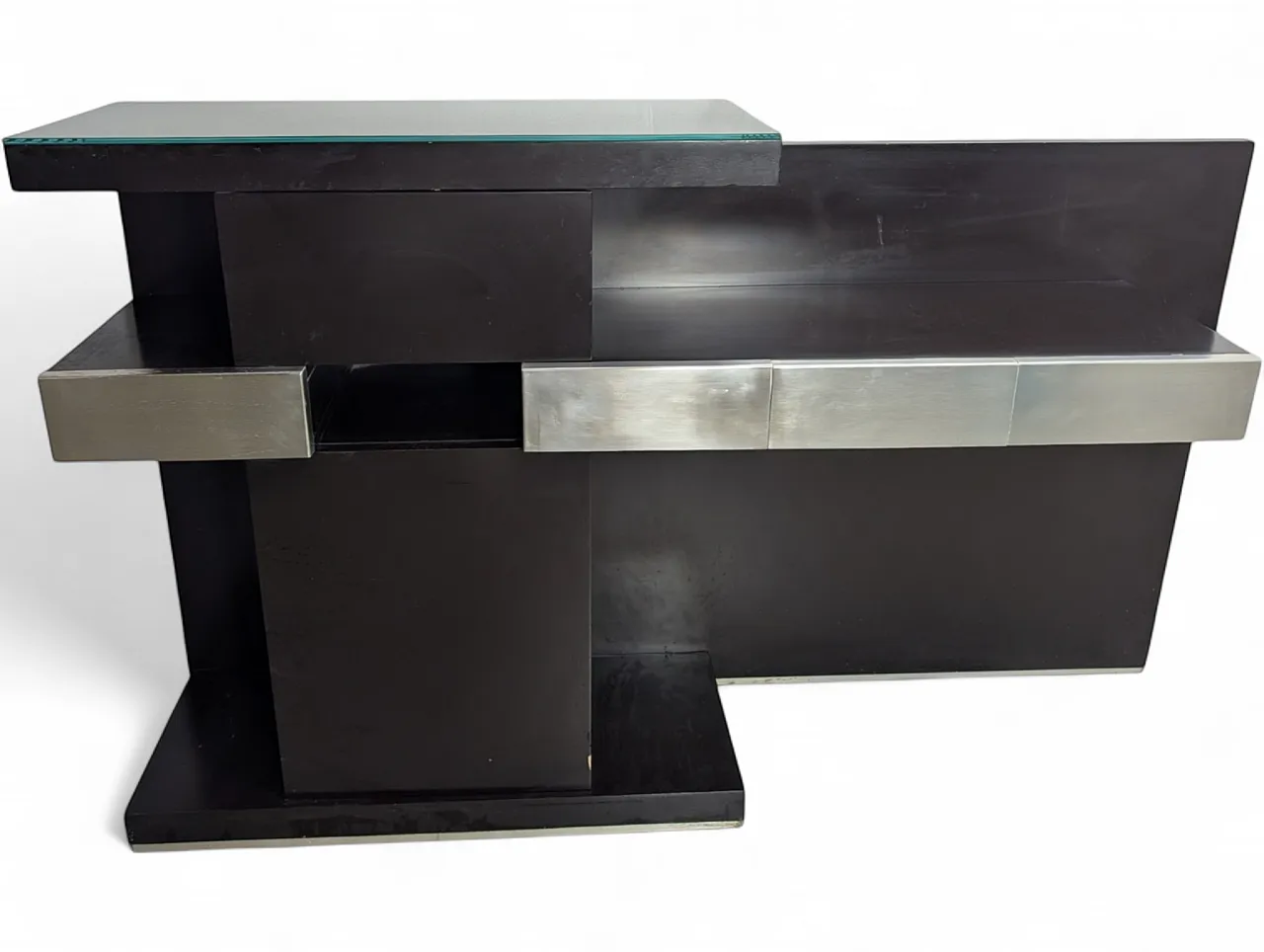 Consolle in legno laccato e vetro, Italia anni '80 12