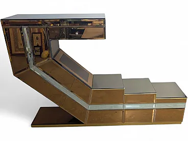 Stepped console with mirrors and compartments, 1970s/80s