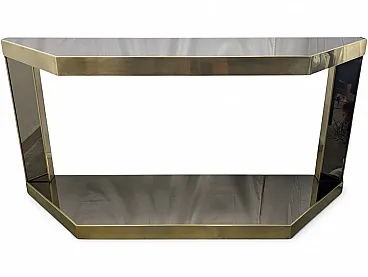 Console in brass and mirrored glass, 1970s
