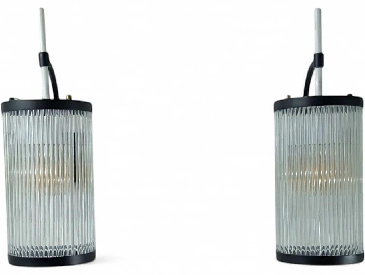 Set of 2 iron wall lights and glass strips, mid-20th century 9