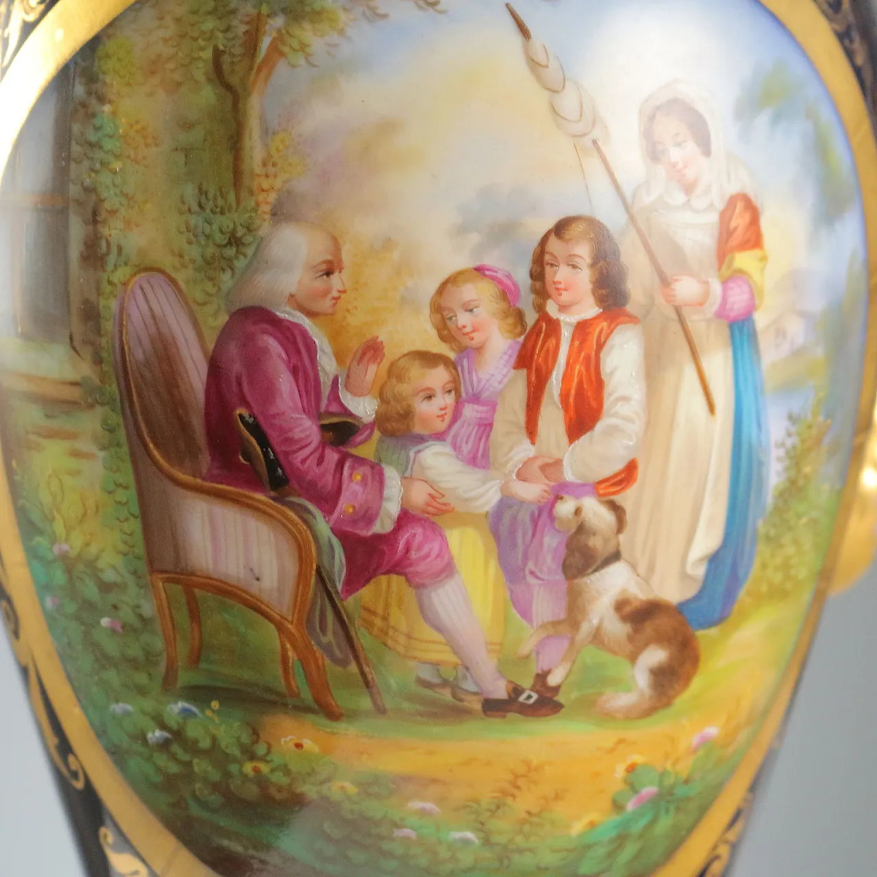 Porcelain vase with painting inside reserve, 20th century 6