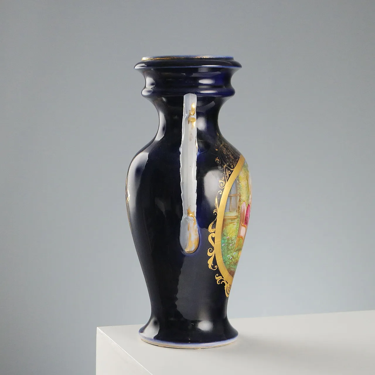 Porcelain vase with painting inside reserve, 20th century 8