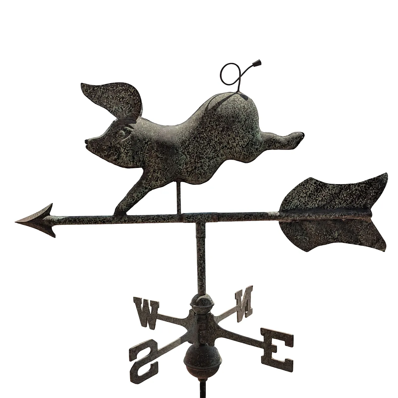 Italian weathervane from the early 1900s in copper with three-dimensional pig 2