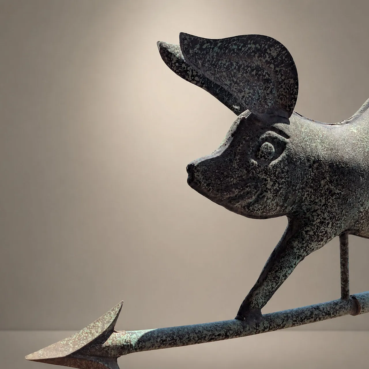 Italian weathervane from the early 1900s in copper with three-dimensional pig 5