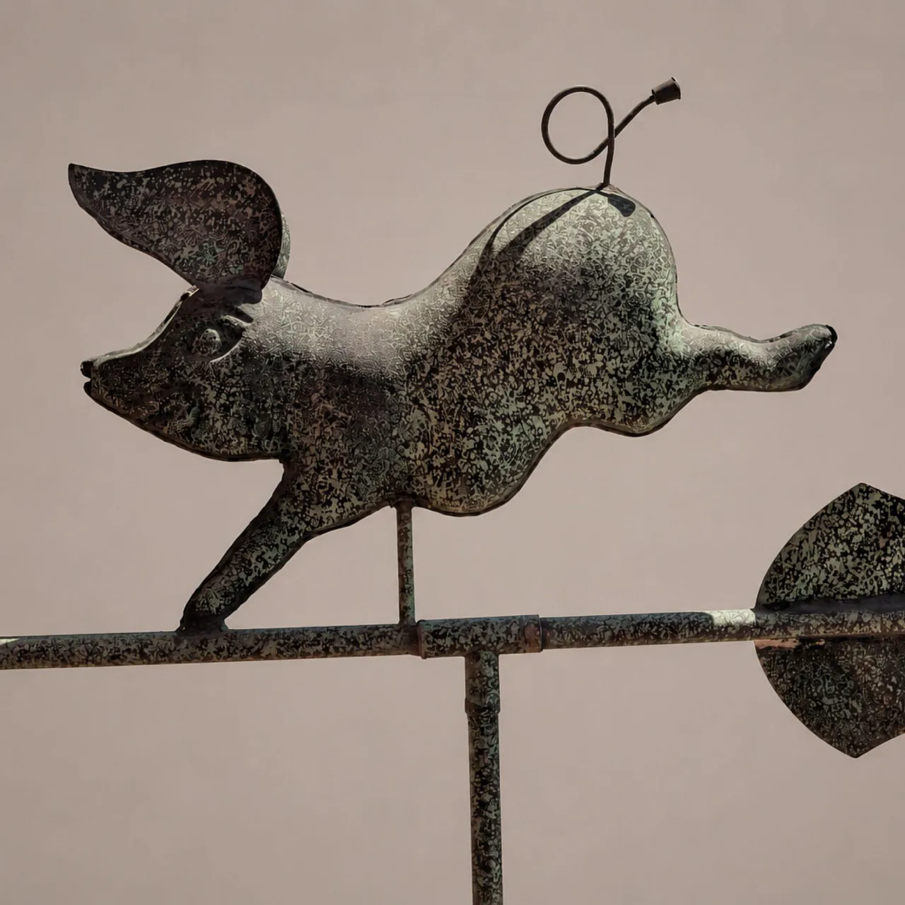 Italian weathervane from the early 1900s in copper with three-dimensional pig 6